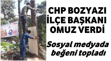 CHP Bozyazı İlçe Başkanı omuz verdi