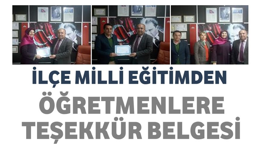 Kitap yazan öğretmenlere teşekkür belgesi