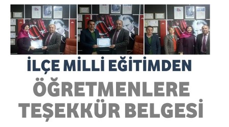 Kitap yazan öğretmenlere teşekkür belgesi