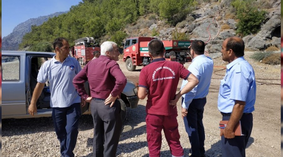 Başkan yangın çalışmalarını yerinde inceledi
