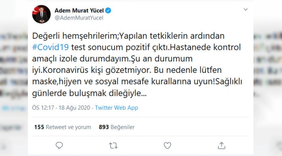 Başkanının Covid-19 testi pozitif çıktı
