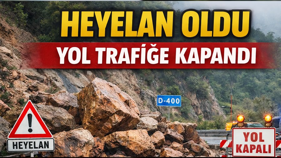 Heyelan Oldu, D‑400 Ba�lant� Yolu Trafi�e Kapand�