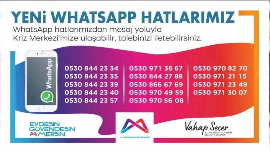 Mersin Bykehir Belediyesi yeni Whatsapp hatlar